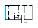 3-кімнатне планування квартири в будинку по проєкту арх. Ладний В. Є. 