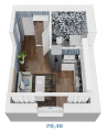 1-комнатная планировка квартиры в доме по адресу Железнодорожная улица 32 (2)