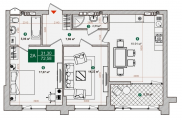 2-комнатная планировка квартиры в доме по адресу Днепроводская улица 1 (2)
