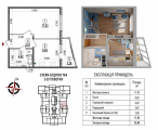 1-кімнатне планування квартири в будинку за адресою Гмирі / Колекторна №20