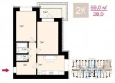 2-комнатная планировка квартиры в доме по адресу Котляревского улица 69