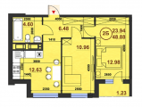 2-кімнатне планування квартири в будинку за адресою Практична вулиця Smart 6