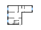 3-кімнатне планування квартири в будинку по проєкту 1у-438А-38