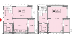 2-комнатная планировка квартиры в доме по адресу Свободы улица 1 (43)