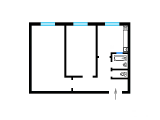2-кімнатне планування квартири в будинку по проєкту 1-447С-48
