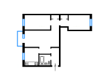 3-комнатная планировка квартиры в доме по проекту 13-01