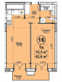 1-комнатная планировка квартиры в доме по адресу Вишневая улица 37-43