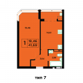 1-комнатная планировка квартиры в доме по адресу Бархатная улица 20г