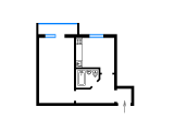 1-кімнатне планування квартири в будинку по проєкту 1-КГ-480-11у/2