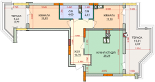 2-кімнатне планування квартири в будинку за адресою Радистів вулиця 40 (1)