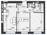 2-комнатная планировка квартиры в доме по адресу Павленко улица 54