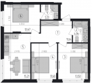 3-комнатная планировка квартиры в доме по адресу Лисковская улица 37