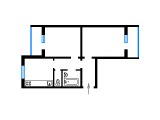 2-комнатная планировка квартиры в доме по проекту 134