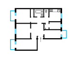 5-комнатная планировка квартиры в доме по проекту 1-302-2