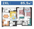 2-комнатная планировка квартиры в доме по адресу Салютная улица 2б (14)