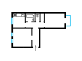 2-кімнатне планування квартири в будинку по проєкту 1-228-9