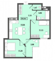 2-комнатная планировка квартиры в доме по адресу Лесная улица 78