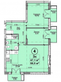 3-комнатная планировка квартиры в доме по адресу Вишневая улица 37-43