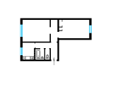 2-кімнатне планування квартири в будинку по проєкту 1605-АМ/э
