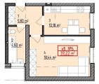 1-комнатная планировка квартиры в доме по адресу Звездная улица 14