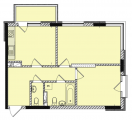 2-комнатная планировка квартиры в доме по адресу Семьи Кульженко улица (Дегтяренко Петра улица) 31а