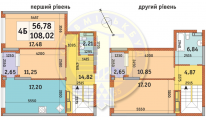 4-комнатная планировка квартиры в доме по адресу Причальная улица 11