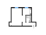 1-комнатная планировка квартиры в доме по проекту 13-01