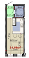 1-комнатная планировка квартиры в доме по адресу Чайковского улица 1 (4)