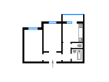 2-комнатная планировка квартиры в доме по проекту КТ-12-3