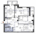 3-комнатная планировка квартиры в доме по адресу Чубинского Павла улица №6 (Жираф