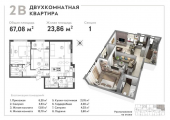 2-комнатная планировка квартиры в доме по адресу Милославская улица 20