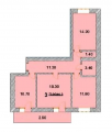 3-комнатная планировка квартиры в доме по адресу Ватутина улица 99