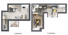 3-комнатная планировка квартиры в доме по адресу Киевская улица дом 1