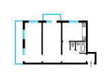 2-кімнатне планування квартири в будинку по проєкту 1-480-15к