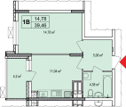 1-комнатная планировка квартиры в доме по адресу Свободы улица 1 (43)