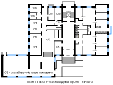 Поэтажная планировка квартир в доме по проекту 80-3 (общежитие)