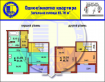 1-кімнатне планування квартири в будинку за адресою Данченка Сергія вулиця 32б