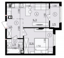 1-комнатная планировка квартиры в доме по адресу Милославская улица 20