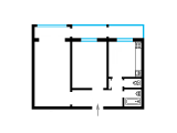 2-кімнатне планування квартири в будинку по проєкту 1-КГ-480-45