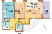 2-комнатная планировка квартиры в доме по адресу Причальная улица 11 (3)