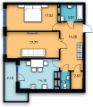 2-кімнатне планування квартири в будинку за адресою Малиновського маршала вулиця 2а