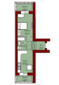 1-комнатная планировка квартиры в доме по адресу Бышевская улица 14