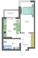 1-комнатная планировка квартиры в доме по адресу Беживка улица 14