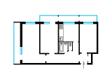 3-комнатная планировка квартиры в доме по проекту 1-КГ-480-12у