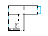 3-комнатная планировка квартиры в доме по проекту 1-480-12кб