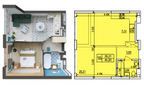 1-комнатная планировка квартиры в доме по адресу Возрождения улица дом 1