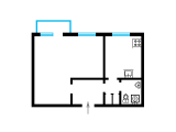 1-комнатная планировка квартиры в доме по проекту 1-201-12