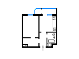 1-комнатная планировка квартиры в доме по проекту Т-25