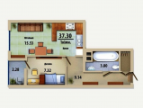 1-комнатная планировка квартиры в доме по адресу Клавдиевская улица 40е