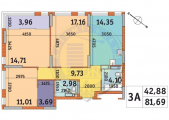 3-комнатная планировка квартиры в доме по адресу Каунасская улица 27 (4)
